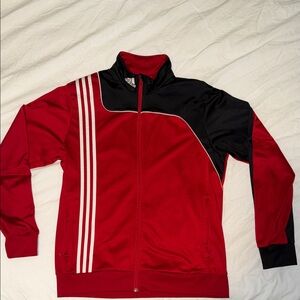 Adidas Men's Red and Black Track Jacket Size L